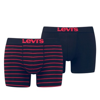 Levis 2P Base Stripe Boxer Sort/Rød bomuld Large Herre