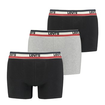 Levis 3P Logo Boxer Brief Sort/Grå bomuld Large Herre