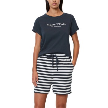 Marc O'Polo Marc O Polo Lounge Short Pyjama Set Hvid/Marine bomuld X-Small Dame