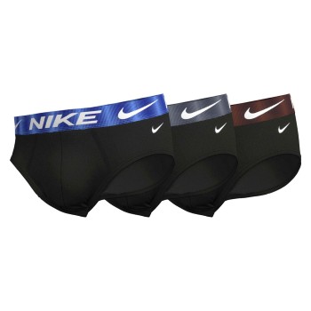 Nike 3P Dri-Fit Essential Micro Hip Brief Sort/Vinrød bomuld Large Herre