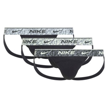 Nike 9P Everyday Cotton Stretch Jockstrap Sort/Grå bomuld Small Herre