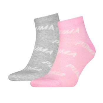 Puma Strømper 2P BWT Quarter Sock Rosa/Grå Str 39/42
