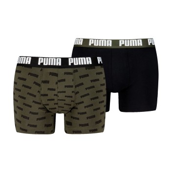 Puma 2P Everyday Aop Boxer Sort/Grøn bomuld Small Herre