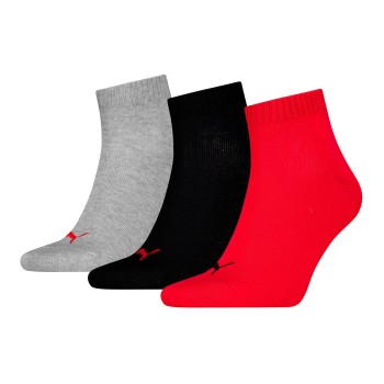Puma Strømper 3P Quarter Socks Rød/Grå Str 43/46