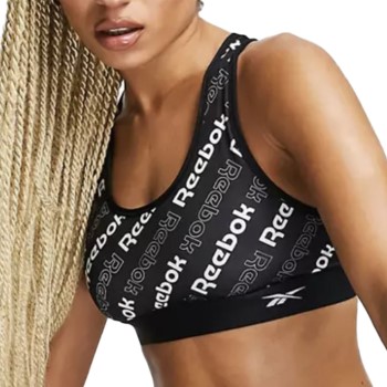 Reebok BH Bobbie Sports Crop Top Sort mønstret X-Small Dame