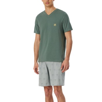 Schiesser 95-5 Short Pyjama V-neck Khaki bomuld 48 Herre