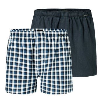 Schiesser 2P Boxershorts multipack Lyseblå Ternet bomuld Large Herre