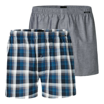 Schiesser 2P Boxershorts multipack Grå/Blå bomuld Medium Herre