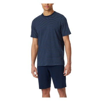 Schiesser Casual Essentials Short Sleeve Pyjama Mørkblå bomuld XX-Large Herre