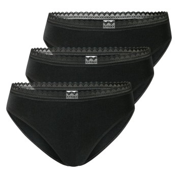 Schiesser Trusser 3P Modern Lace Rio Briefs Sort bomuld 48 Dame