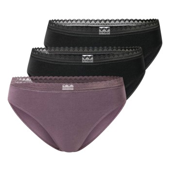 Schiesser Trusser 3P Modern Lace Rio Briefs Violet/Sort bomuld 40 Dame