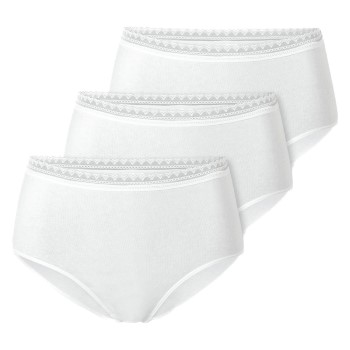 Schiesser Trusser 3P Modern Lace Rio Midi Brief Hvid bomuld 46 Dame