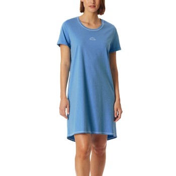 Schiesser Short Sleeve Sleepshirt Lyseblå bomuld 36 Dame