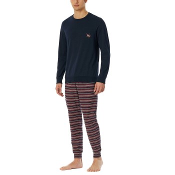 Schiesser X-Mas Long Pajamas Blå/Rød bomuld 48 Herre