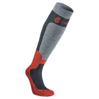 Se Seger Strømper Byggmark Mid Compression Sock Rød/Grå Str 43/45 ved Timarco
