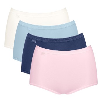 Sloggi Trusser 4P Basic Plus Maxi Panty Rosa/Blå bomuld 38 Dame
