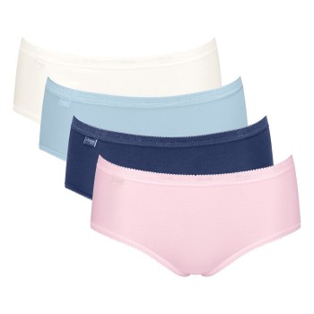 Sloggi Trusser 4P Basic Plus Midi Color Hvid/Rosa bomuld 44 Dame