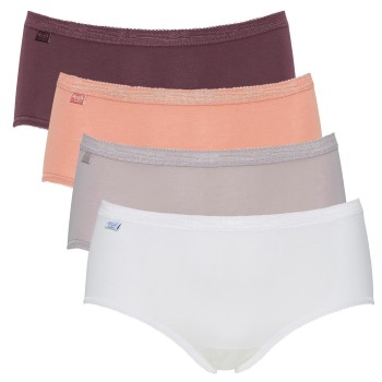 Sloggi Trusser 4P Basic Plus Midi Color Rosa/Lilla bomuld 40 Dame