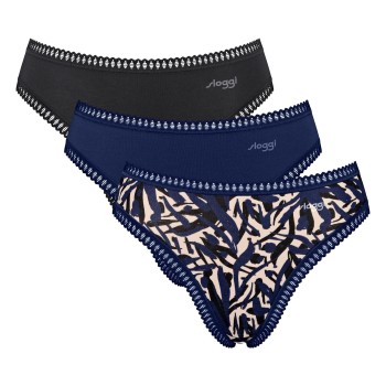 Sloggi Trusser 3P GO Crush High Leg Briefs Sort/Blå bomuld Small Dame