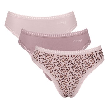 Sloggi Trusser 3P GO Crush High Leg Briefs Sand/rosa bomuld X-Large Dame