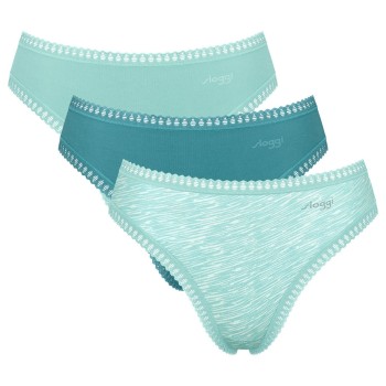 Sloggi Trusser 3P GO Crush High Leg Briefs Blå/Turkise bomuld Small Dame