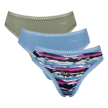 Sloggi Trusser 3P GO Crush High Leg Briefs Blå/Grøn bomuld Small Dame