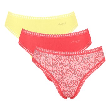 Sloggi Trusser 3P GO Crush High Leg Briefs Rosa/Gul bomuld Small Dame