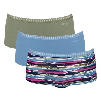 Sloggi Trusser 3P GO Crush Hipster Shorts Blå/Grøn bomuld Large Dame