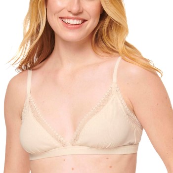 Sloggi BH GO Ribbed Lace Bralette Creme bomuld Large Dame