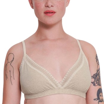 Sloggi BH GO Ribbed Lace Bralette Elfenben bomuld X-Large Dame