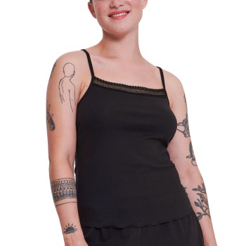 Sloggi GO Ribbed Spaghetti Top Sort bomuld X-Large Dame