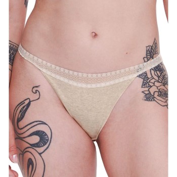 Sloggi Trusser 2P GO Ribbed Tanga Briefs Elfenben økologisk bomuld Large Dame