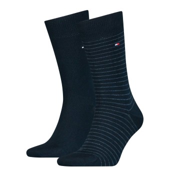 Tommy Hilfiger Legwear Tommy Hilfiger Strømper 2P Men Sock Stripe Sort/Blå Str 43/46 Herre