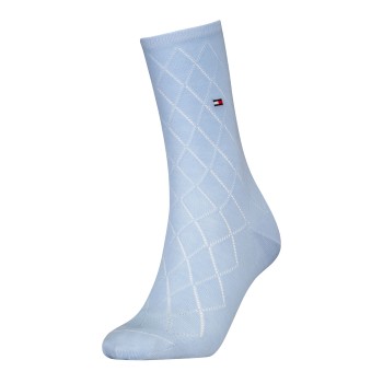 Tommy Hilfiger Tommy Hlfiger Women Premium Argyle Socks Strømper Lyseblå Str 39/42 Dame