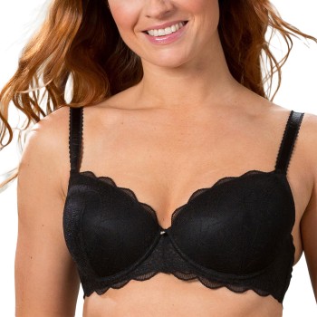Trofé Trofe Julia Lace Padded Bra BH Sort polyamid B 80 Dame