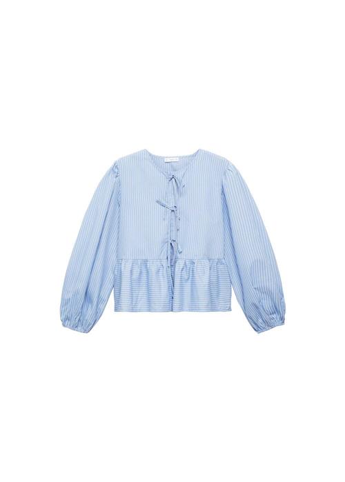 MANGO TEEN Bluse 'Lazos'  blå / hvid