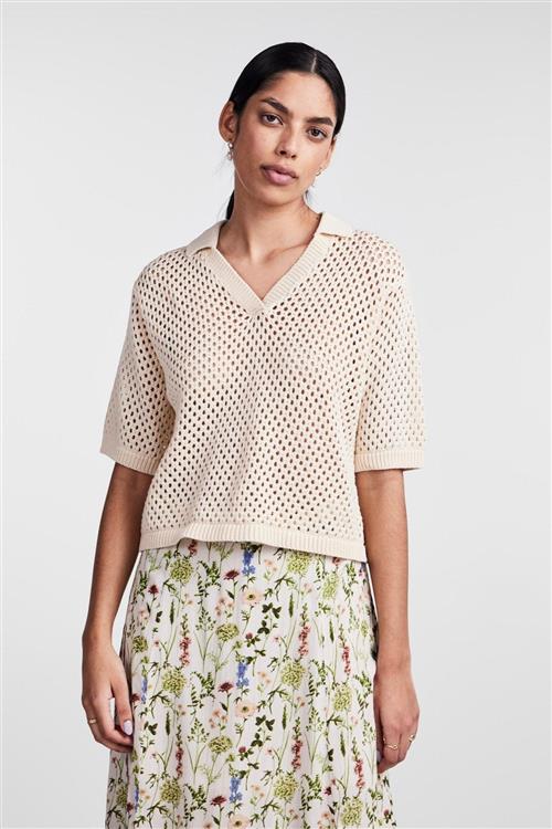 Laya Knit Polo - White Smoke - XS - PIECES