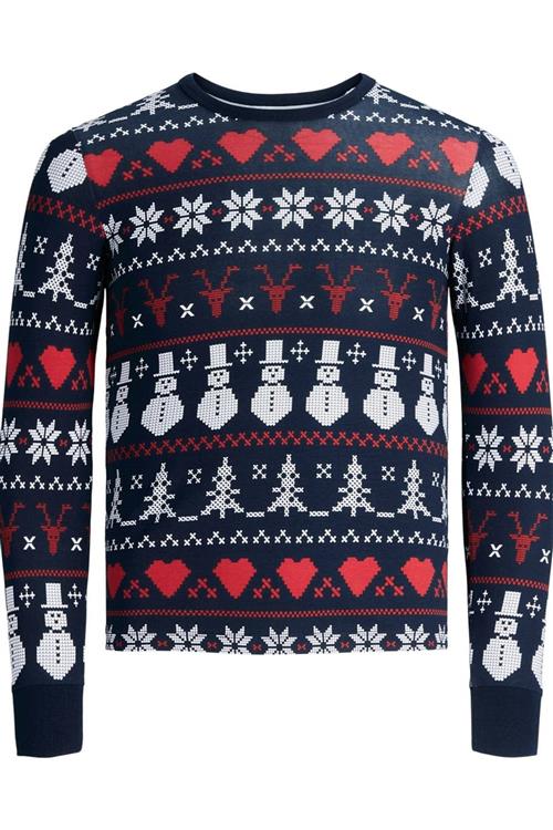 Snowflake Junior Pyjamas - Navy (trøje og bukser) - Herre - 140 - TeeShoppen