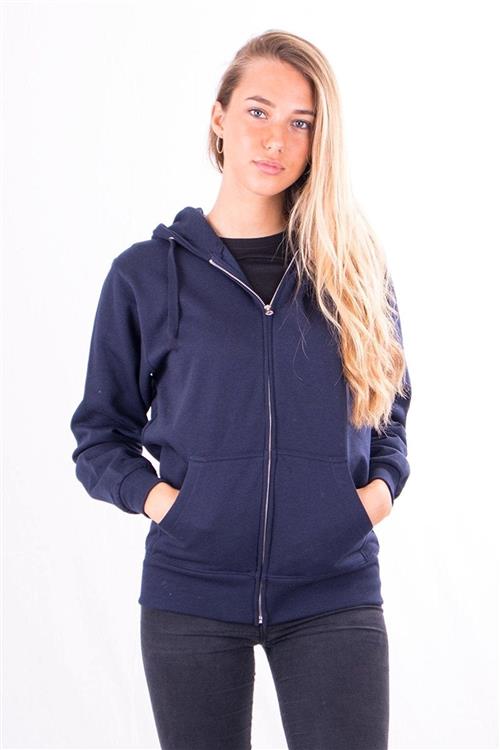 Basic zip hoodie - Navy - Dame - S - TeeShoppen