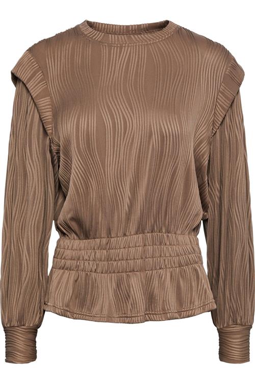 Anela Smock Bluse - Fossil - S - PIECES