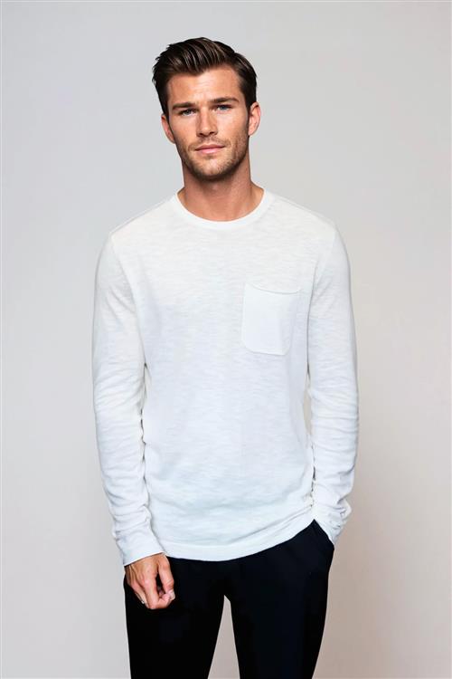 Pocket Crewneck Strik - Cloud Dancer - Herre - XL - Only & Sons