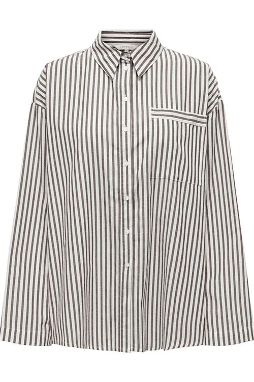 Saga Stribet Skjorte - Brun - S - ONLY