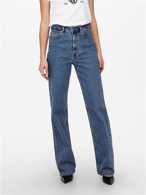 Camille Wide Leg Jeans - Blue Denim - Dame - 32/32 - ONLY
