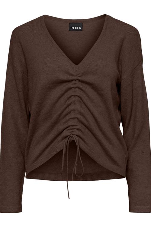 Nandi V-Neck Strik - Brun - Dame - M - PIECES