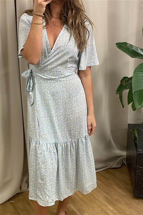 Dina 2/4 Omslået Kjole - Blå - XL - ONLY