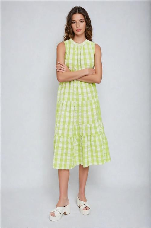 Sody Calf Highneck Kjole - Shadow Lime - XL - Vero Moda