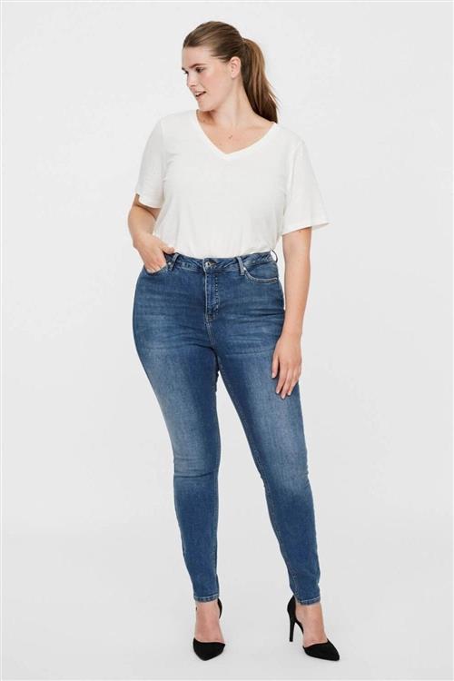 Lora Jeans high waisted (Curve) - Medium blå denim - Dame - 54 - Vero Moda Curve