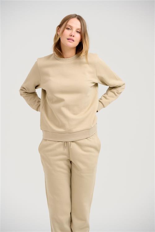 Basic Crewneck Sweat - Mørk Beige - Dame - L - TeeShoppen