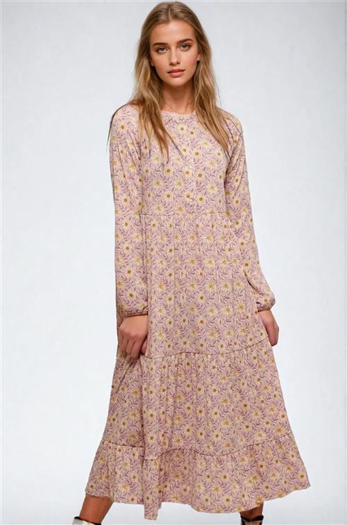 Julia blomstret kjole - Rosa - XL - Amis de Copenhague
