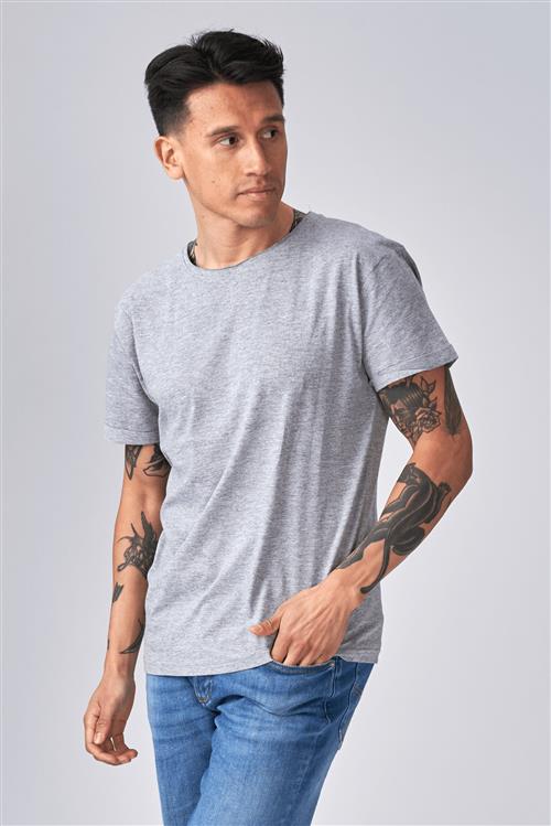 Dyb Rund Hals - Lys Grå - Herre - 2XL - TeeShoppen